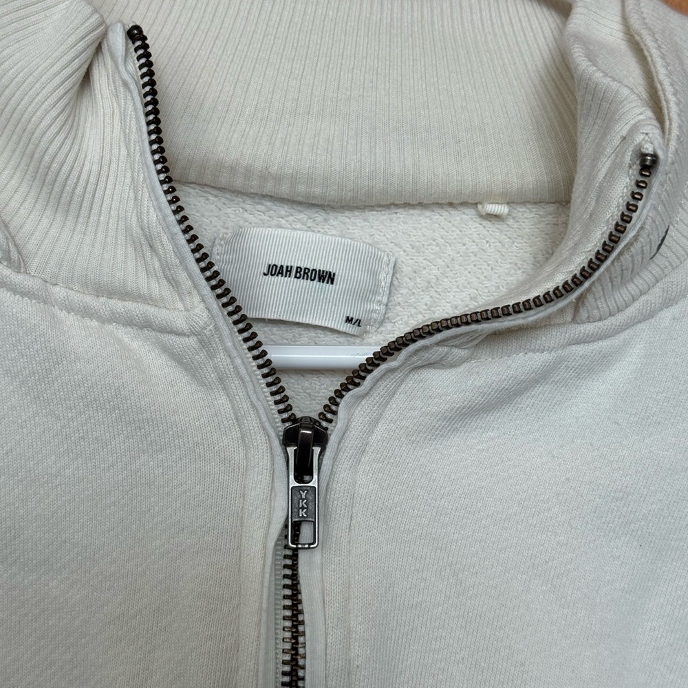 Joah Brown Off-White Half Zip Pullover - Picture 3 of 4